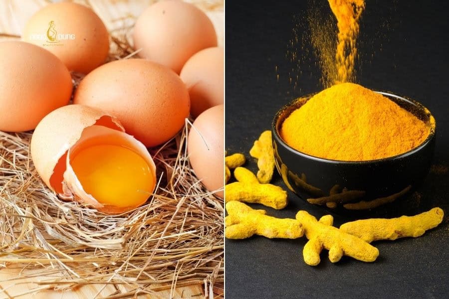 Hỗn hợp trứng gà bột nghệ vừa giúp tẩy lông nách vừa ngừa kích ứng da