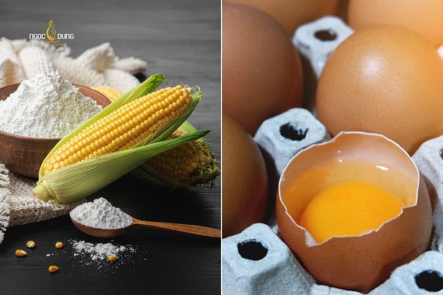 Trứng gà kết hợp với bột ngô cũng có thể tạo thành hỗn hợp tẩy lông nách lành tính tại nhà