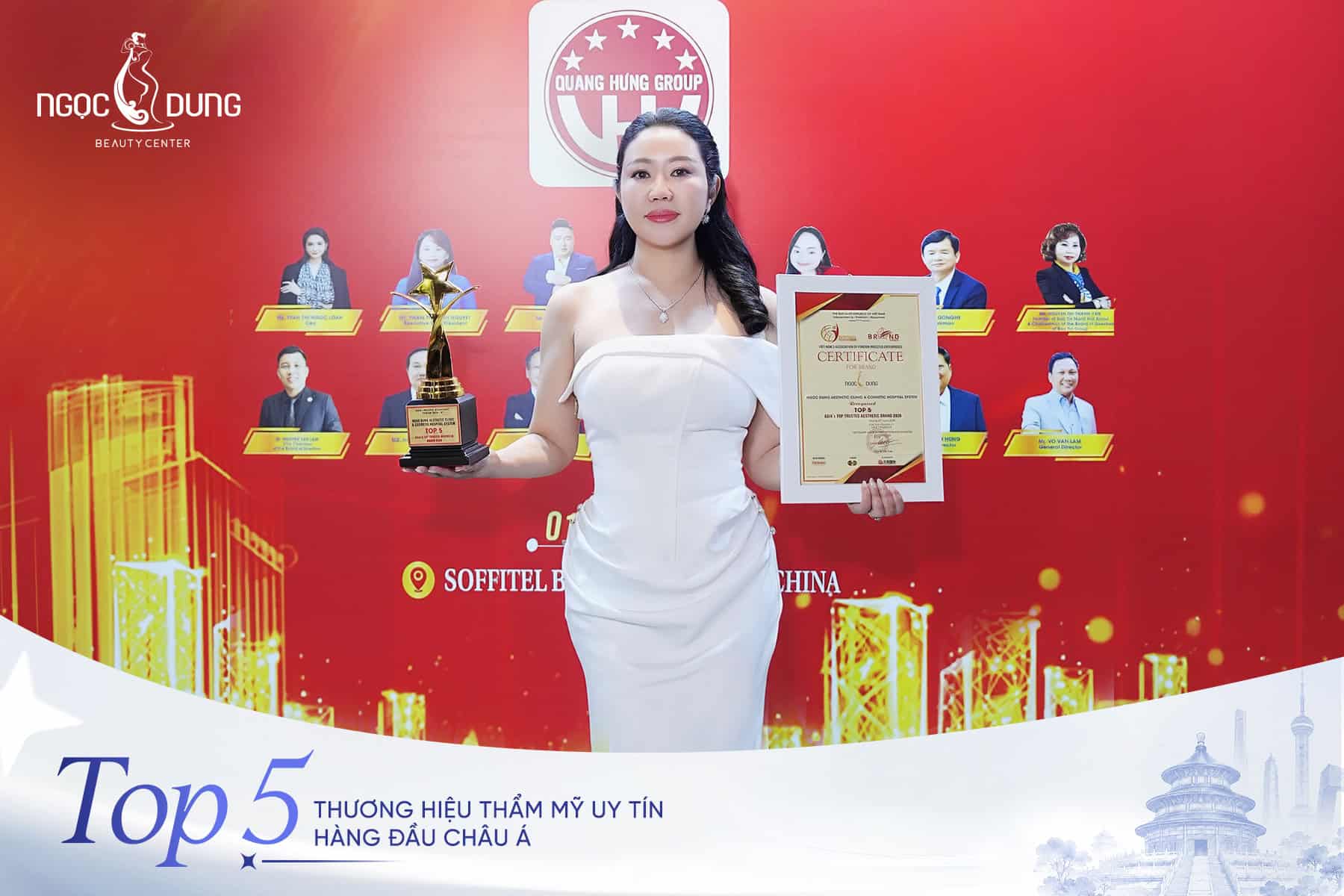 Danh hiệu Top 5 Thương hiệu thẩm mỹ uy tín hàng đầu châu Á là sự ghi nhận cho hành trình Ngọc Dung kiên định với chuẩn mực làm đẹp an toàn và bền vững