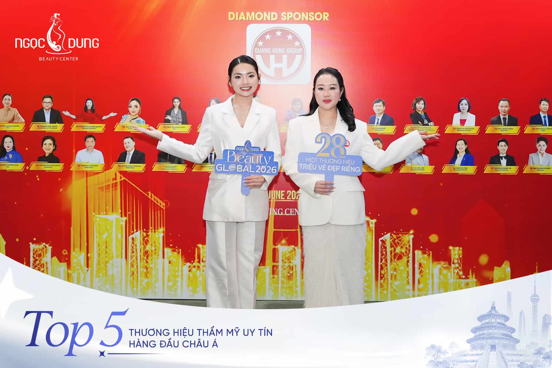 Founder Võ Thị Ngọc Dung xuất hiện tại lễ trao giải Top 5 Thương hiệu thẩm mỹ uy tín hàng đầu Châu Á 2026