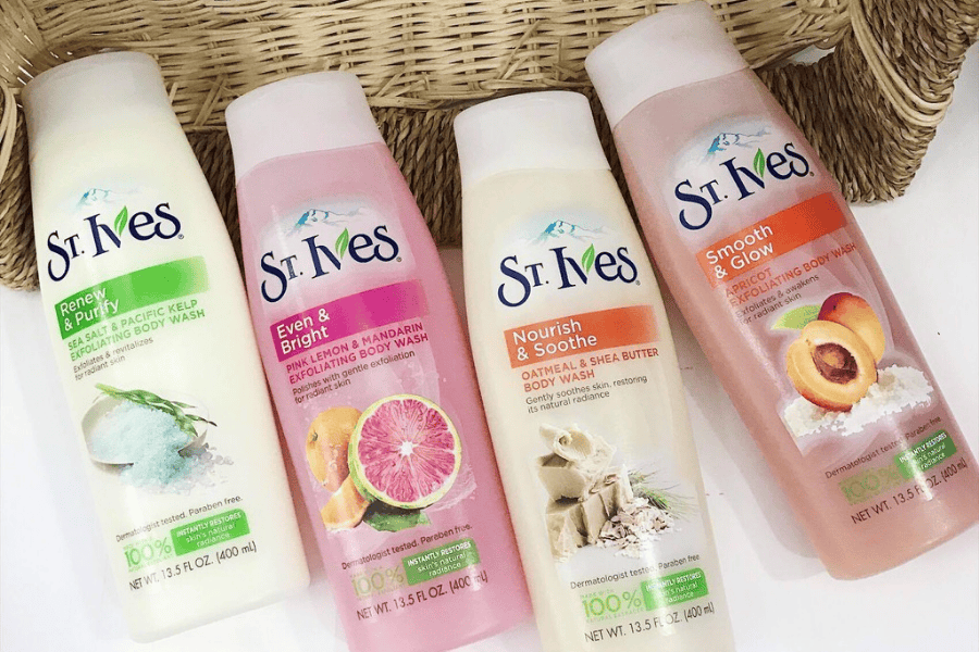 ST.IVES Even & Bright (Mỹ) là dòng sữa tắm tẩy tế bào chết tự nhiên kết hợp làm sáng da 