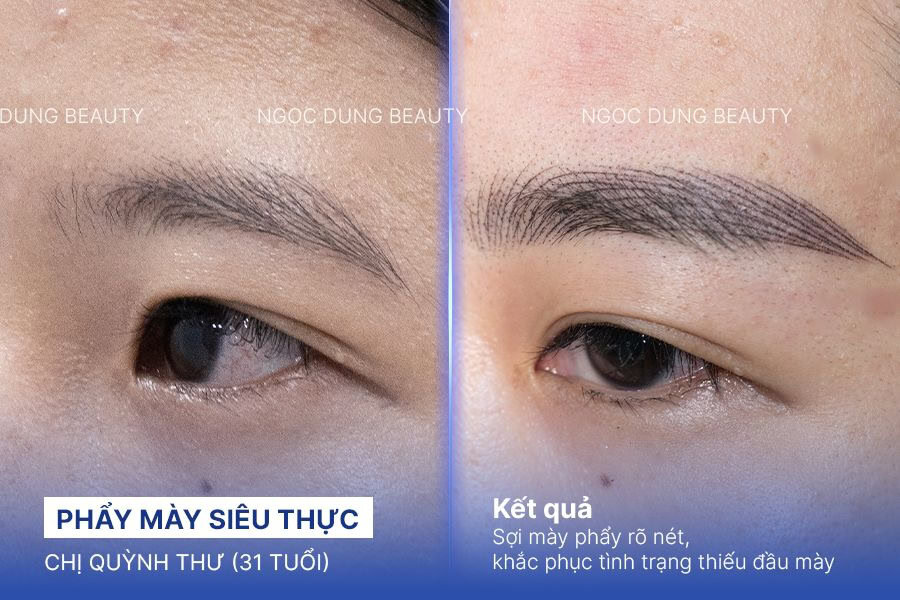 Kết quả điêu khắc chân mày (phẩy mày của chị Như)