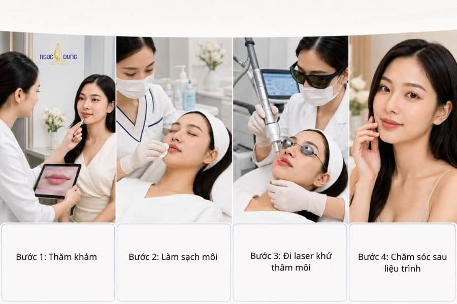 Khử thâm môi không phun màu là gì? Màu nào hồng tự nhiên 4 Các bước khử thâm môi không phun màu (tham khảo)