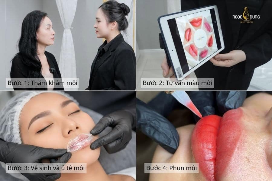 Phun môi Hàn Quốc: Bảng giá, Quy trình và Địa chỉ uy tín 6 Các bước phun môi Hàn Quốc chuyên nghiệp tại Ngọc Dung