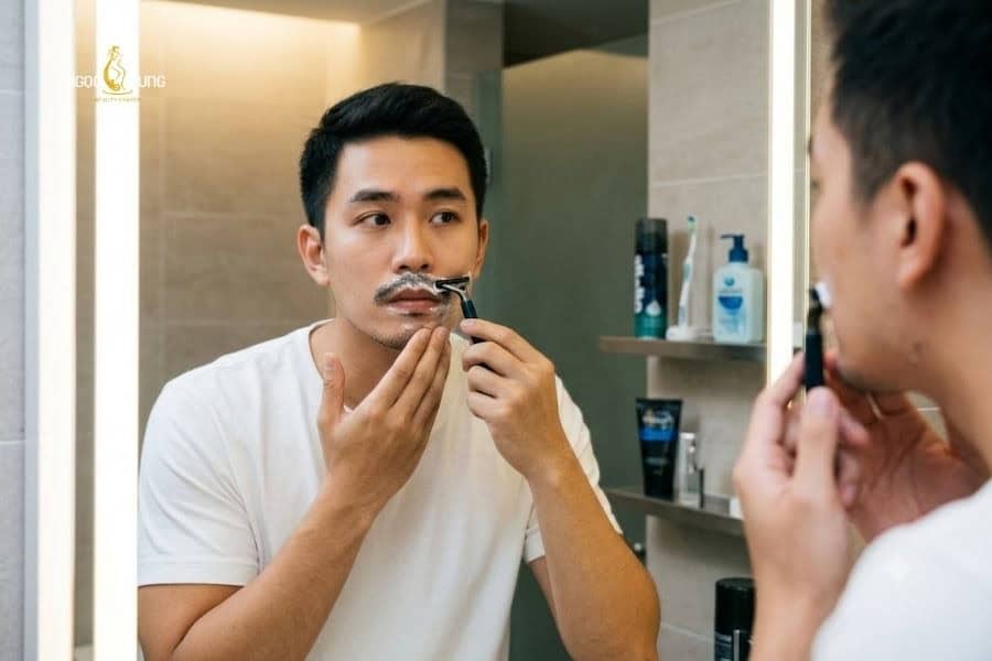Có nên cạo ria mép tuổi dậy thì không? Cách xử lý an toàn 3 Có thể cạo ria mép khi nhìn thấy rõ chúng bằng mắt thường