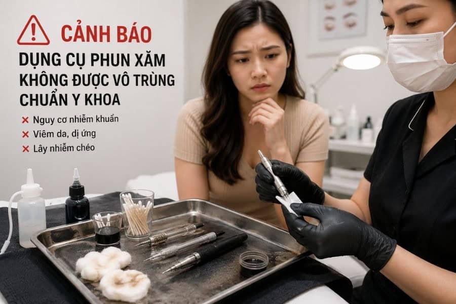 Phun môi bị nứt chảy máu: nguyên nhân và cách khắc phục 3 Dụng cụ phun xăm không được vệ sinh đúng cách sẽ khiến môi bị nứt chảy máu sau phun xăm