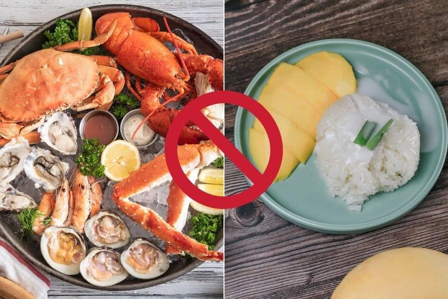Không nên ăn hải sản và đồ nếp vì dễ làm môi kích ứng sau phun