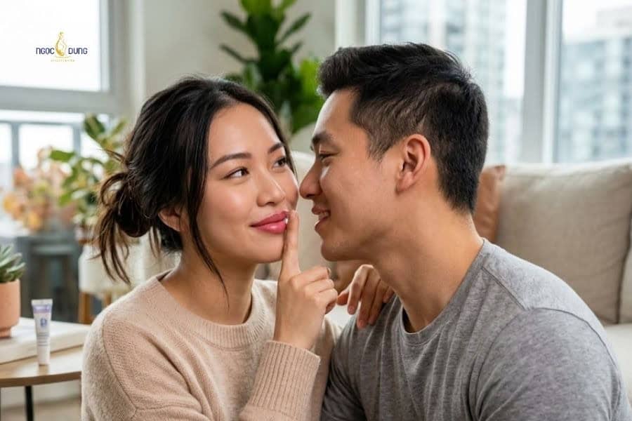 Hạn chế tác động mạnh lên môi (hôn) để không làm tổn thương vùng da môi nhạy cảm sau phun xăm