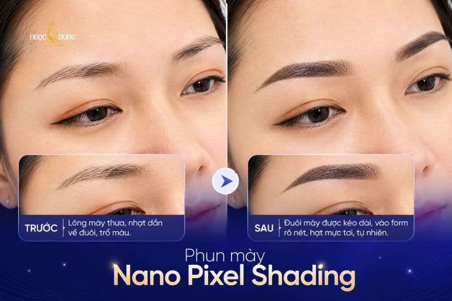 Top địa chỉ phun xăm tại Hà Nội uy tín, đẹp và an toàn 4 Kết quả phun mày Nano Pixel Shading tại Ngọc Dung