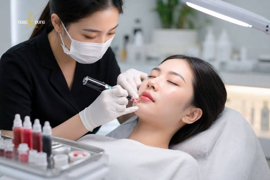 Phun môi không ủ tê: Kỹ thuật, ưu nhược điểm và quy trình 5 Mực xăm ảnh hưởng trực tiếp đến độ bền màu của môi sau phun xăm