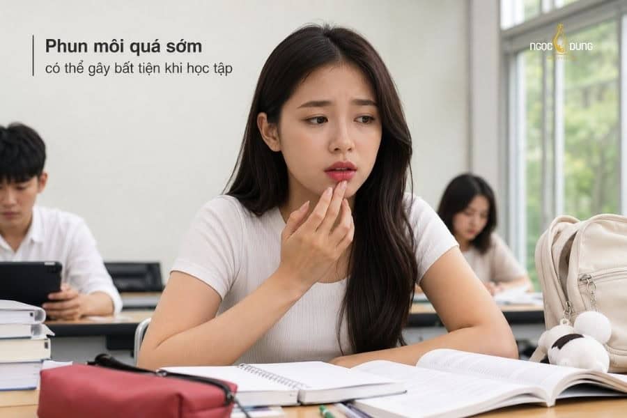 Có nên xăm môi khi còn trẻ? Độ tuổi phù hợp để phun môi 4 Phun môi khi còn trẻ gây bất tiện khi đi học