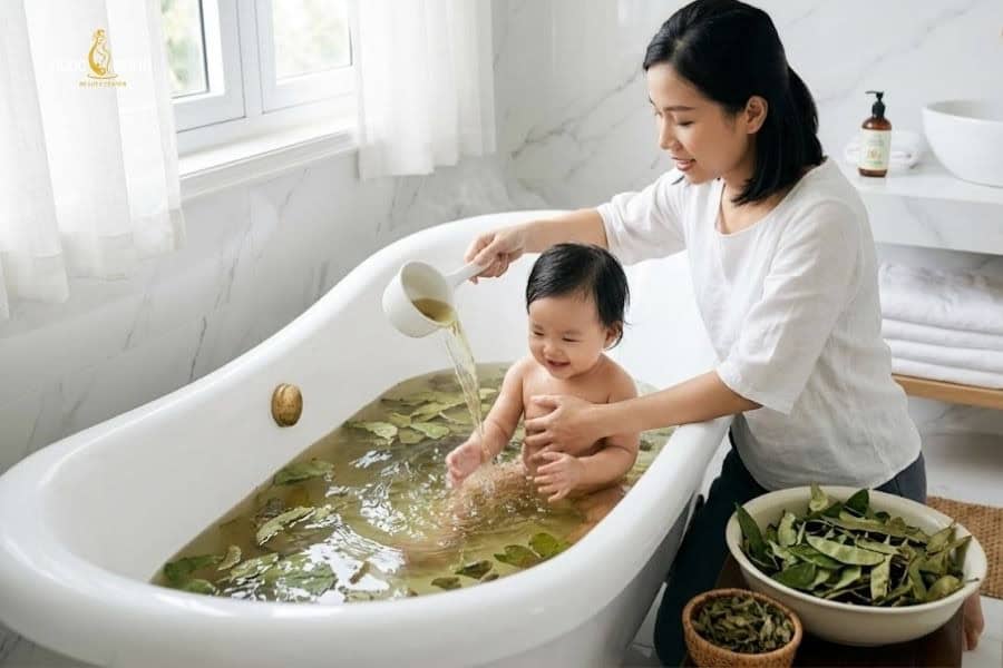 Tắm lá cây đậu ván cũng hỗ trợ rụng lông an toàn cho bé