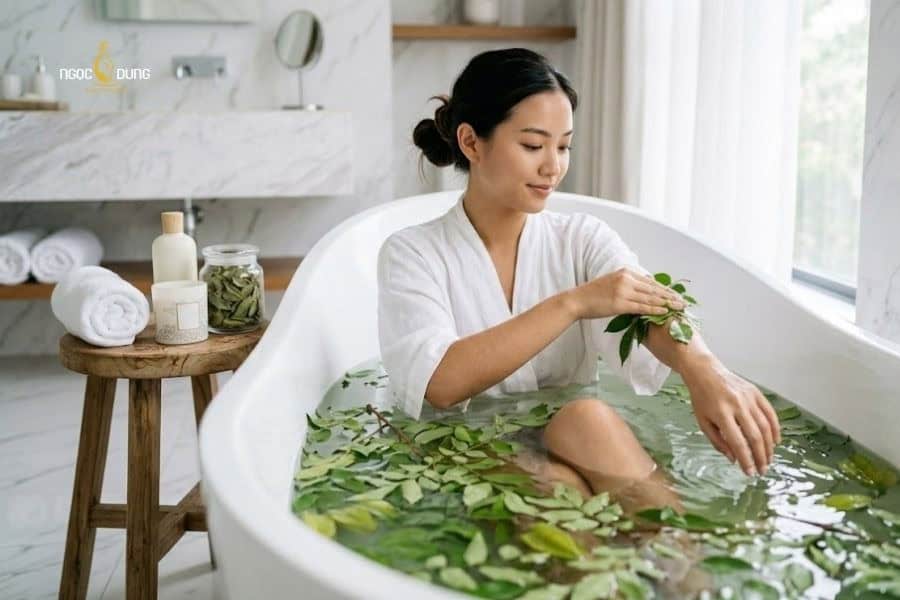 Tắm lá khế cũng hỗ trợ làm mềm lông trên cơ thể
