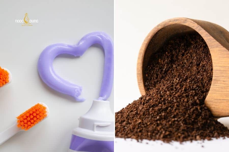 Bạn có thể kết hợp dùng kem đánh răng và bã cà phê để vừa tẩy lông vừa tẩy tế bào chết body