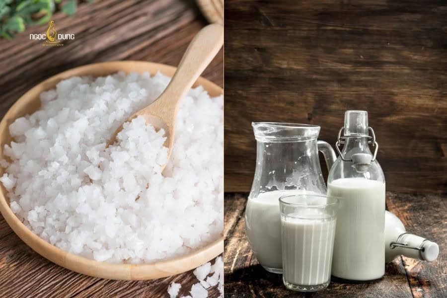 Cách trị da nách sần sùi sau khi nhổ lông hiệu quả nhanh 5 Muối biển và sữa tươi cũng là 2 nguyên liệu được dùng trong các công thức trị da nách sần sùi
