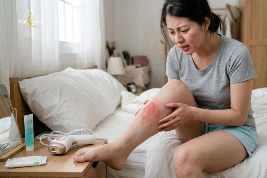 Triệt lông với máy cầm tay sai kỹ thuật có thể gây bỏng rát da