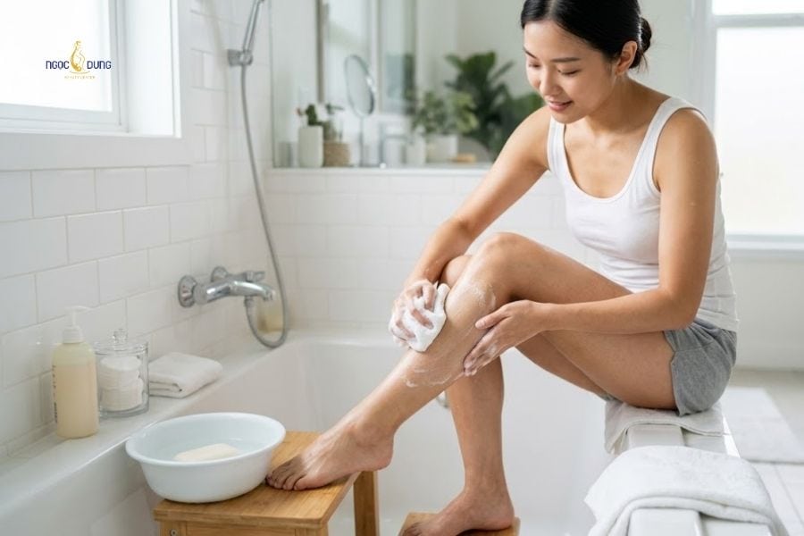 Hãy vệ sinh da chân kỹ lưỡng trước khi tẩy lông với kem đánh răng nguyên chất để đạt hiệu quả tốt nhất