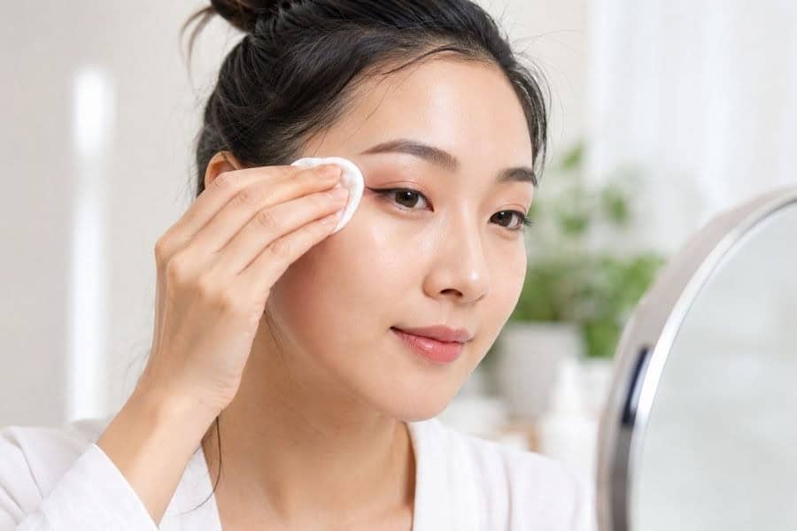Chỉ nên vệ sinh nhẹ nhàng vùng mí với nước muối sinh lý trong vài ngay đầu sau phun