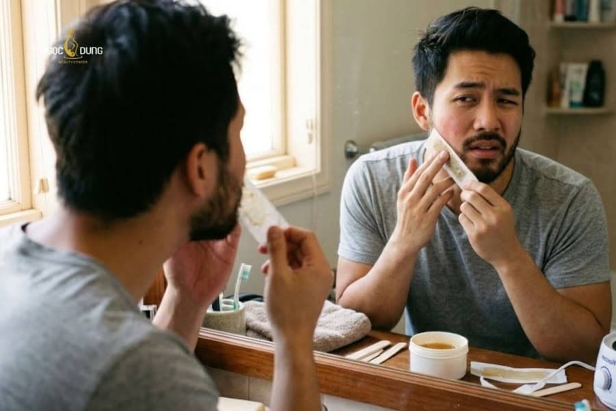 Giật wax dứt khoát ngược chiều lông mọc để loại bỏ râu