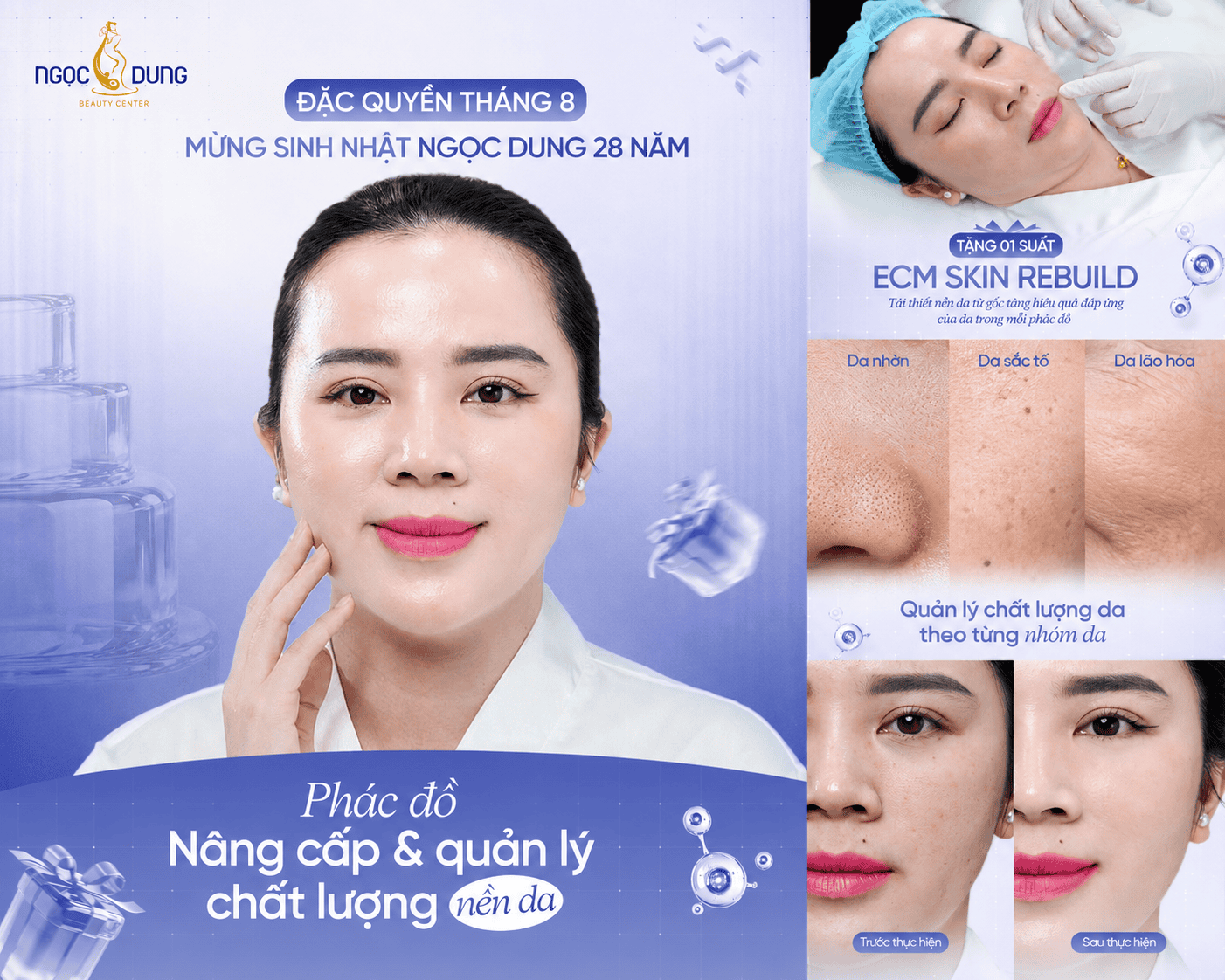 Ngọc Dung Ra Mắt Phác Đồ Nâng Cấp & Quản Lý Chất Lượng Da 2026 7 Khách hàng còn được nhận thêm 1 suất ECM SKIN REBUILD khi dùng phác đồ nâng cấp và quản lý chất lượng nền da tại Ngọc Dung trong tháng 8