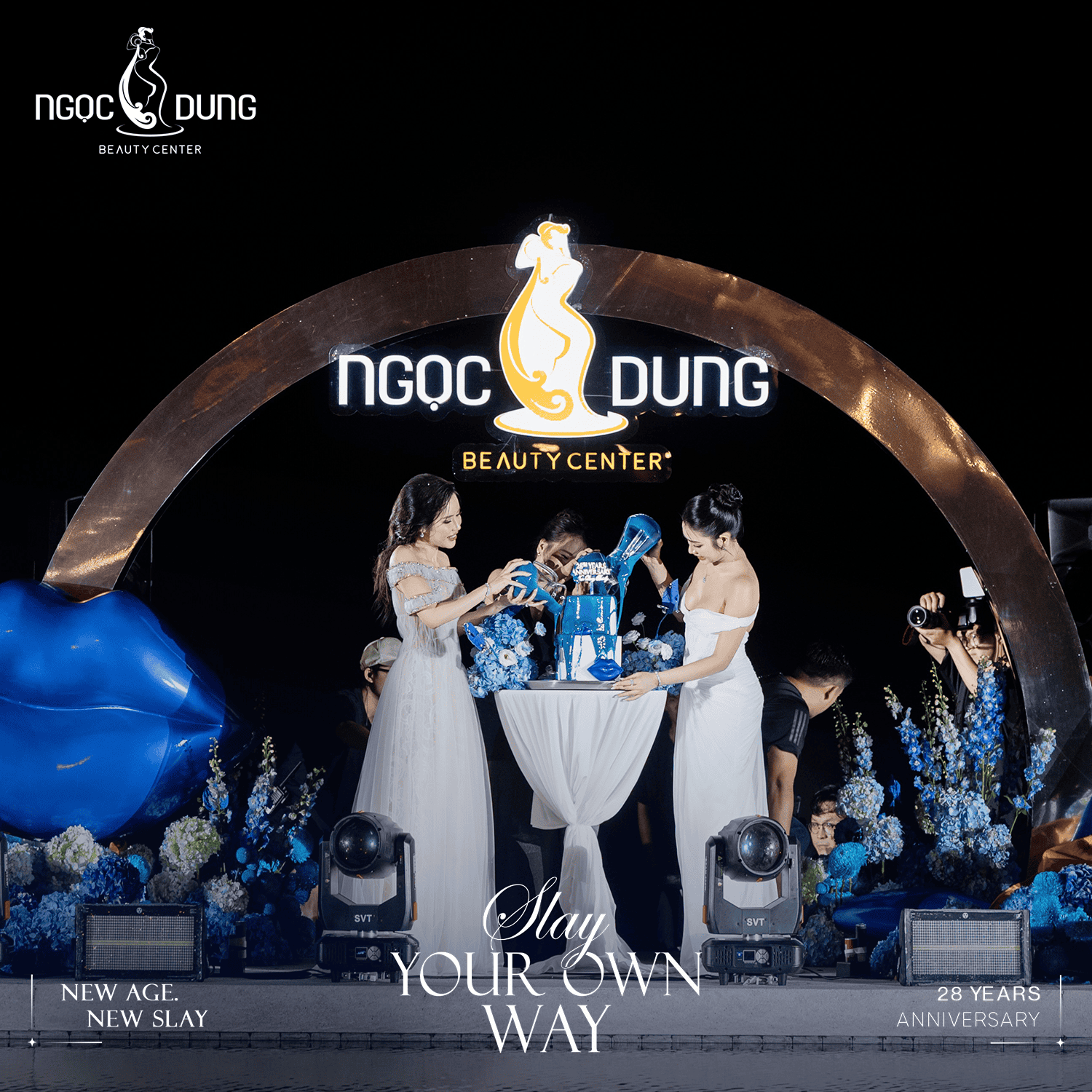 Nghi thức điểm sắc xanh thương hiệu lên chiếc bánh kem đã trở thành một dấu ấn tinh tế của đêm tiệc