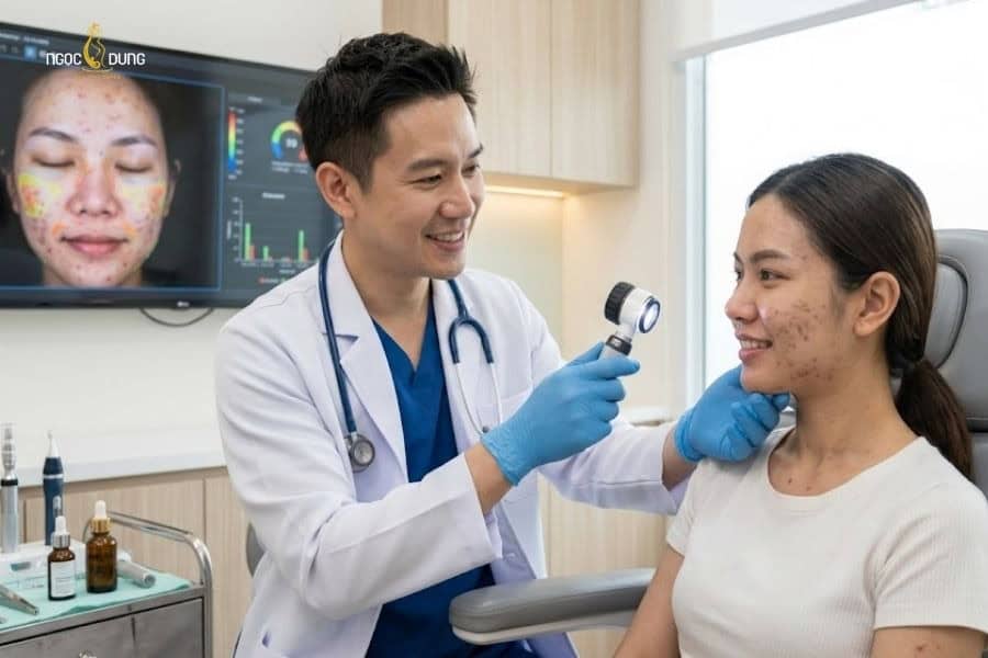 Hãy ưu tiên cơ sở điều trị mụn có bác sĩ uy tín để được thăm khám và xây dựng phác đồ riêng
