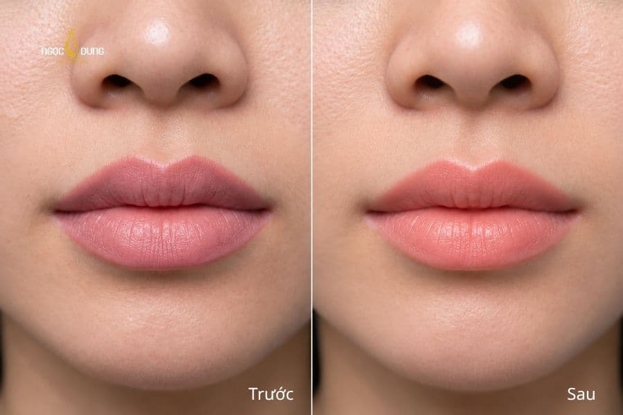 Sắc môi được cải thiện rõ rệt sau quá trình xử lý mực xăm cũ, hướng đến vẻ ngoài tự nhiên và cân đối hơn