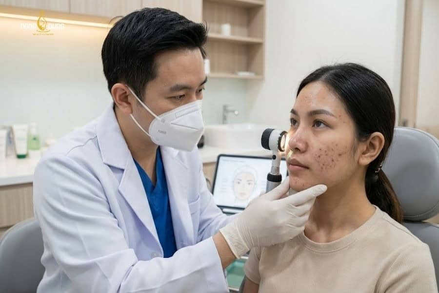 Hãy điều trị mụn tại các cơ sở có phác đồ chuyên nghiệp dựa trên kết quả thăm khám da bởi bác sĩ
